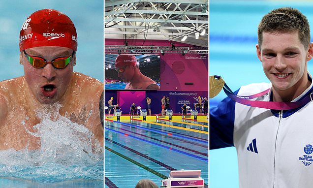 Adam Ramsay-Peaty's wife watches as he reaches final
