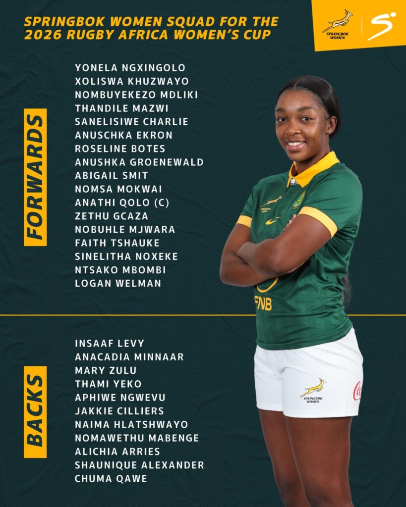 Qolo liderará a las Springbok Women en la Rugby Africa Women’s Cup